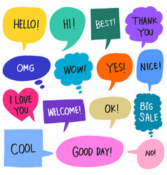 Hand drawn set speech bubbles with handwritten Vector Image