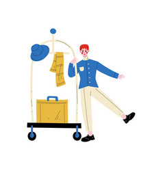 Bellhop Bellboy Or Bellman With Luggage Cart