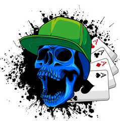 Skull With Hat And Four Aces