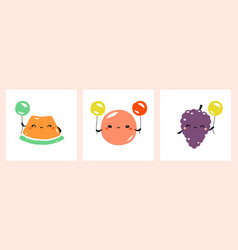 Kawaii Characters Melon Grapefruit And Grape