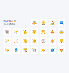 25 Space And Galaxy Flat Color Icon Pack