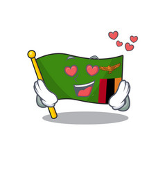 In Love Flag Zambia Cartoon Hoisted Pole