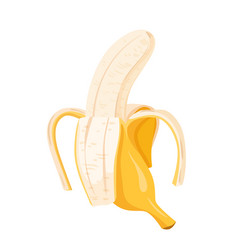 Open Banana With Peel Isolated Single Half Peeled