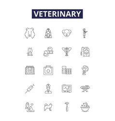 Veterinary Line Icons And Signs Animals