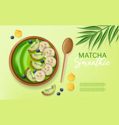 Matcha Smoothie Bowl Realistic Mock Up