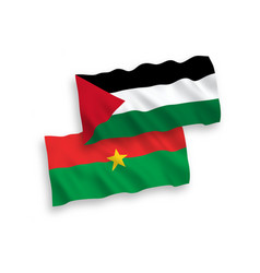 Flags Of Burkina Faso And Palestine On A White