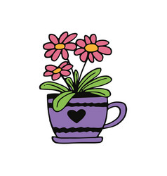 Gerbera In A Pot Icon Hand Drawn