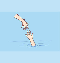 Savior Hand Helps Drowning Man Get Out Of Water