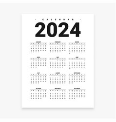 White And Black 2024 Monthly Calendar Template