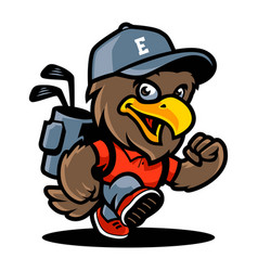 Eagle Mascot Cartoon Playing Golf