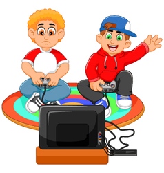 Funny Two Boys Playing Playstation