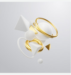 White And Golden Geometric Shapes Cluster