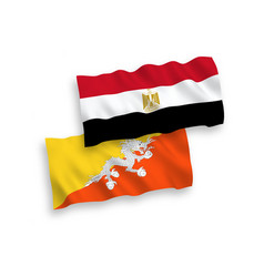 Flags Of Kingdom Of Bhutan And Egypt On A White