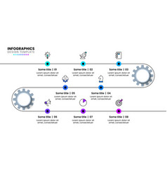 Infographic Template Line With 8 Steps And Gears