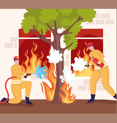 Two Firefighters In Fire