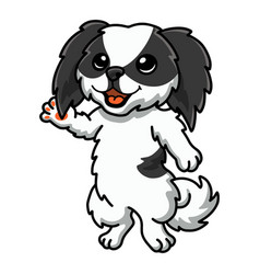 Cute Japanese Chin Dog Cartoon Waving Hand