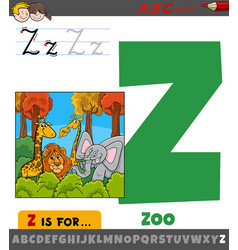 Letter Z From Alphabet With Cartoon Zoo Animal