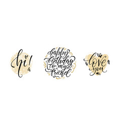 Modern Lettering Greeting Card Set Hi Happy