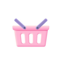 Pink Shopping Basket In Realistic 3d Style