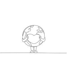 Single Continuous Line Drawing Globe Holds The