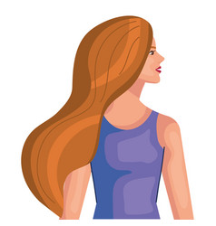 Woman Cartoon With Brown Hair From Side