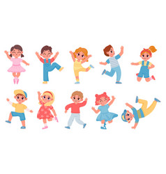 Cartoon Happy Dancing And Jumping Kids Boys