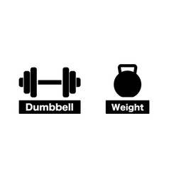 Dumbbell And Weight Icon Set Or Muscle Training