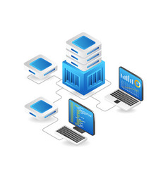 Flat Isometric 3d Technology Server Network