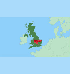 Map Of United Kingdom With Pin Of Country Capital