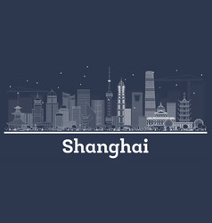 Outline Shanghai China City Skyline With White