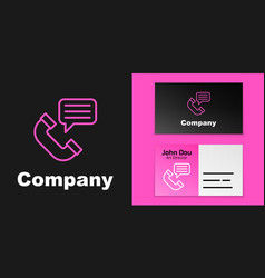 Pink Line Telephone Conversation Icon Isolated