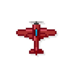 Pixel Art 8 Bit Arcade Fighter Air Plane Red