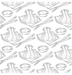 Asian Food Seamless Pattern Tempura Sketch