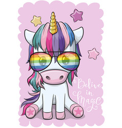 Cartoon Cool Unicorn With Sun Glasses