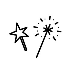 Christmas Sparkler And Star Doodle Elements