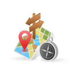 Flat Isometric 3d Tourist Travel Map Location