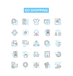 Go Shopping Line Icons Set Shopping Buy