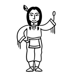 Native American Man Waving Doodle