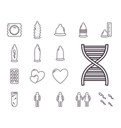 Sexual Heath Line Style Set Icons Design