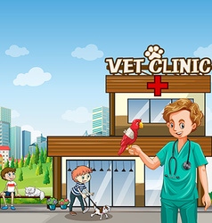 Vet And Many Pets At The Clinic