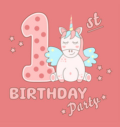 First Birthday Unicorn Greeting Card