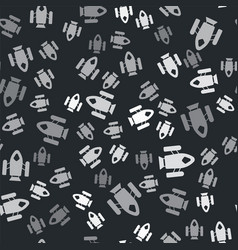 Grey Rocket Ship Icon Isolated Seamless Pattern On