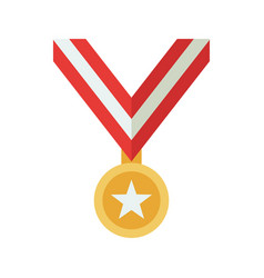 Medal Icon Gold With Red And White Ribbon