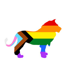 Silhouette Lion Gay Flag Progress Pride Lgbt