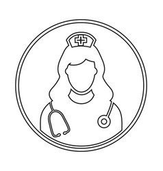 Nurse Profile Line Icon With Circle Shape