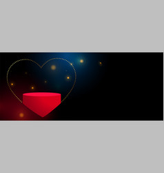 Valentines Day Greeting Banner With 3d Podium