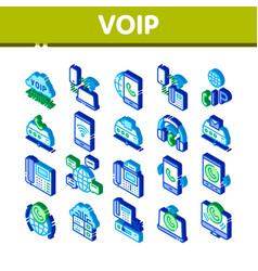 Voip Calling System Isometric Icons Set