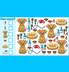 Math Kids Game How Many Puppy And Dog Accessories