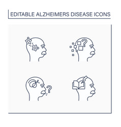 Alzheimer Disease Line Icons Set