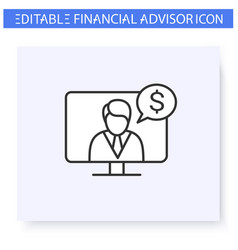 Financial Advisor Online Line Icon Editable